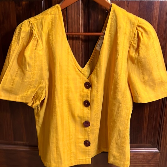 Penelope Project Tops - Penelope Project mustard blouse with 4 buttons